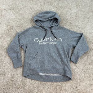 Calvin Kline Womens Hoodie Sweatshirt M Gray Pullover Performance Comfort Holes
